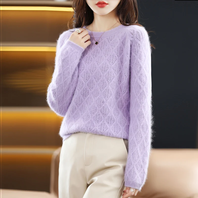 

Round Collar Sweater Women's First-Line Ready-To-Wear Wool Bottoming Shirt Autumn And Winter New Pullover Hollow Knitted