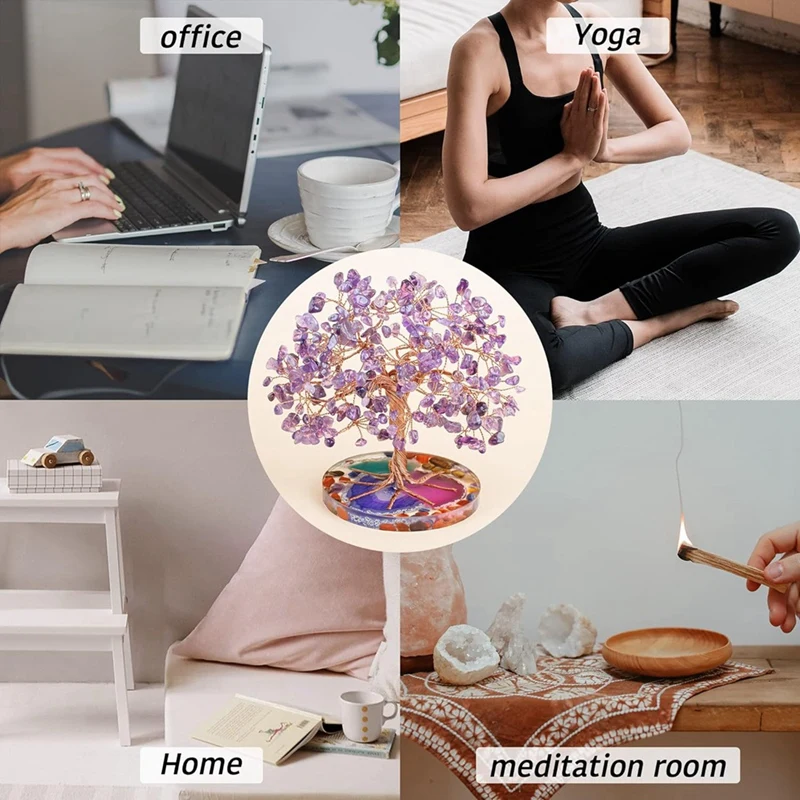 7 чакр Исцеляющие кристаллы дерево лист проволока обернутый на натуральный агат