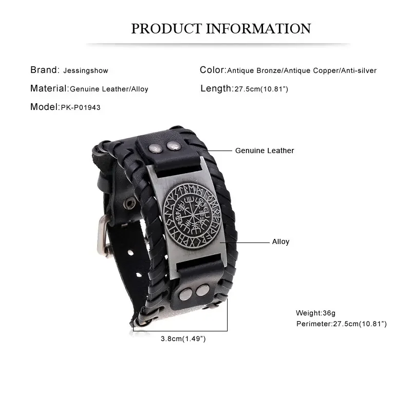 Jessingshow винтажный браслет в стиле панк из натуральной кожи мужской ручной работы