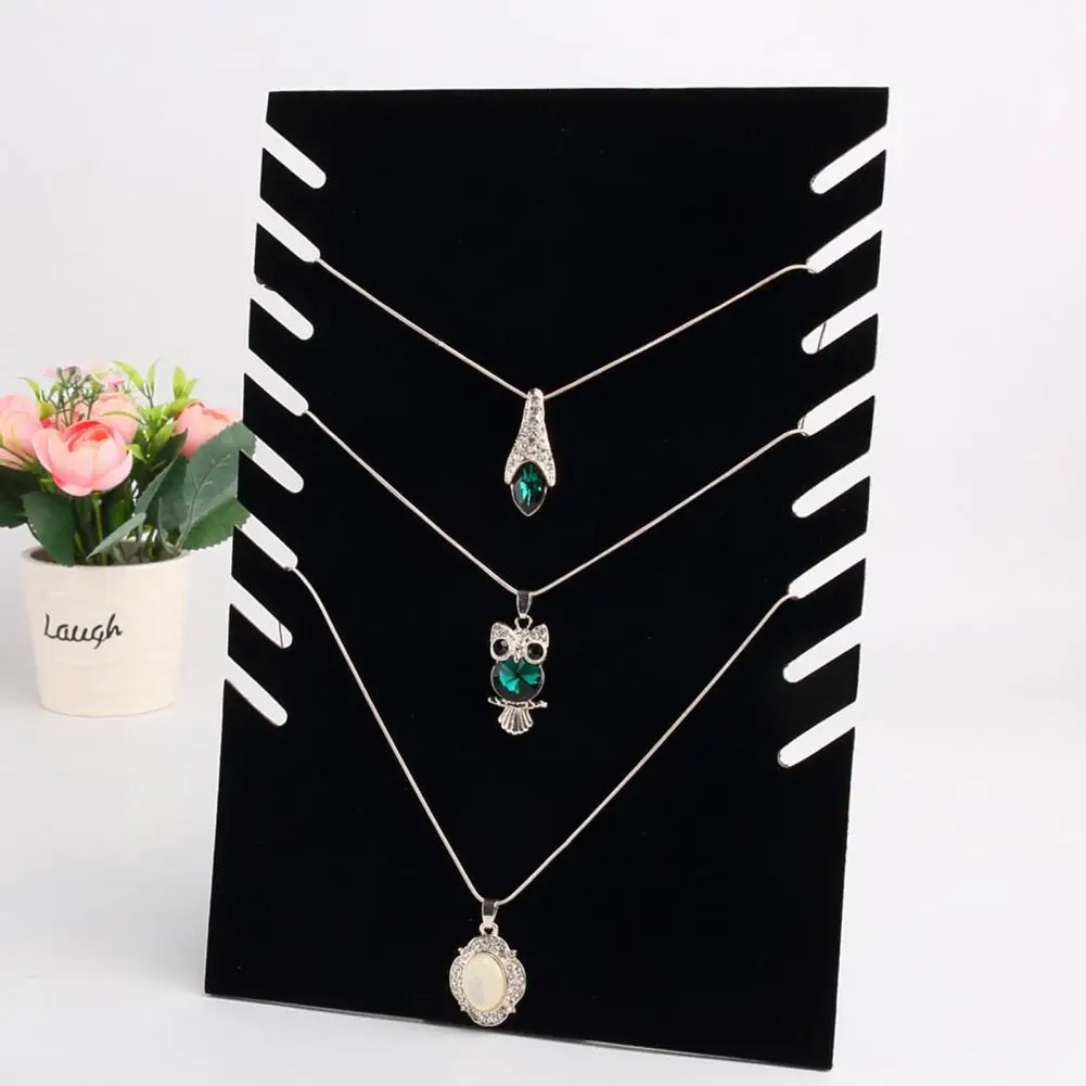 

8Hooks Jewelry Display Rack Organizer Pendant Necklace Bracelet Holder Black Velvet Board Jewelry Stand Shelf хронение украшений