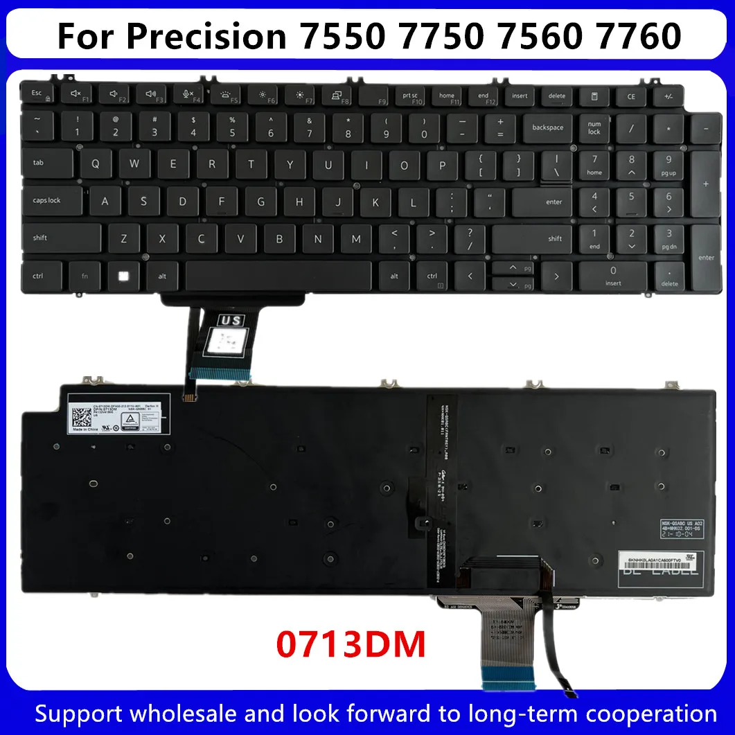 

New For Dell Precision 7550 7750 7560 7760 Laptop Backlit Keyboard 0713DM 713DM