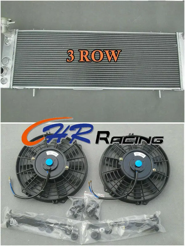 

RACING 3ROW Aluminum Radiator + Fans*2 For 1991-2001 Jeep Cherokee XJ / Wagoneer Truck