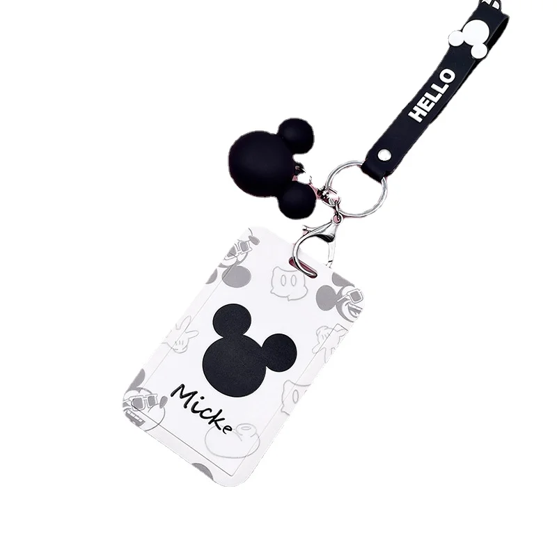 

Disney Mickey Mouse Badge Holder ID Card Holder with Cartoon Doll Pendant Donald Duck Chest Card Protector for Campus Kids