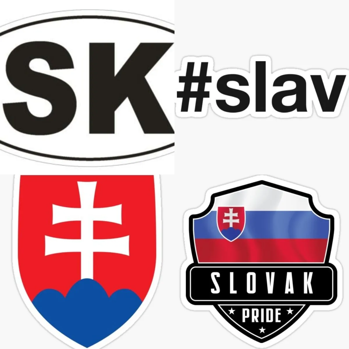 

SK Slovak Flag Republic Country Code Oval Bumper Sticker or Helmet Sticker Motorcycle Waterproof Sunscreen Accessories