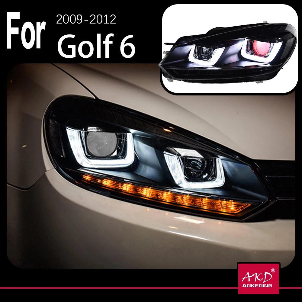 

AKD Car Model Headlight For VW Golk6 Golf 6 MK6 Headlights LED DRL Running lights Bi-Xenon Beam Fog lights angel eyes Auto