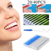 2040 pack interdental flossing toothpicks oral care plaque removal soft rubber bristles teeth cleaning oral hygiene products