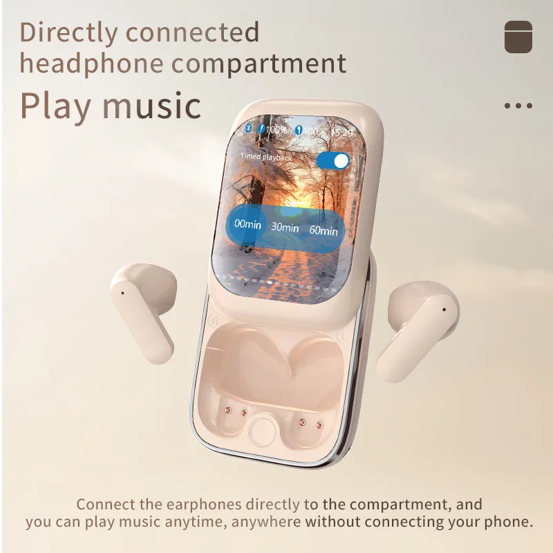 Фото Интеллектуальные Bluetooth-наушники с полноцветным экраном, функцией управления через приложение, сенсорным управлением, цифровым дисплеем, шумоподавлением и длительным временем автономной работы. №3