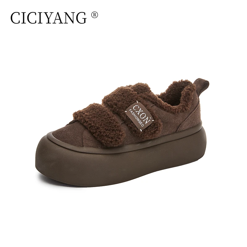 CICIYANG/женские кроссовки новинка 2025 женская зимняя обувь на плоской подошве