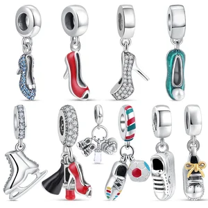 Imported 925 Sterling Silver Heels Sneakers Shoes Style Pendant DIY Beads Fit Original Pandora Charm Bracelet