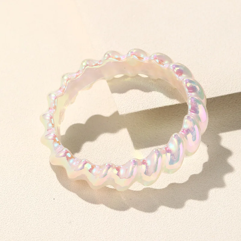 Korean Laser Brightly Colorful Resin Bracelet for Women Retro Charm Spiral Bangle Banquet Girls Jewelry Hand Party Accessories