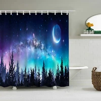 galaxy space shower curtain psychedelic starry sky with moon bath curtain bathroom decor polyester fabric bathroom accessories