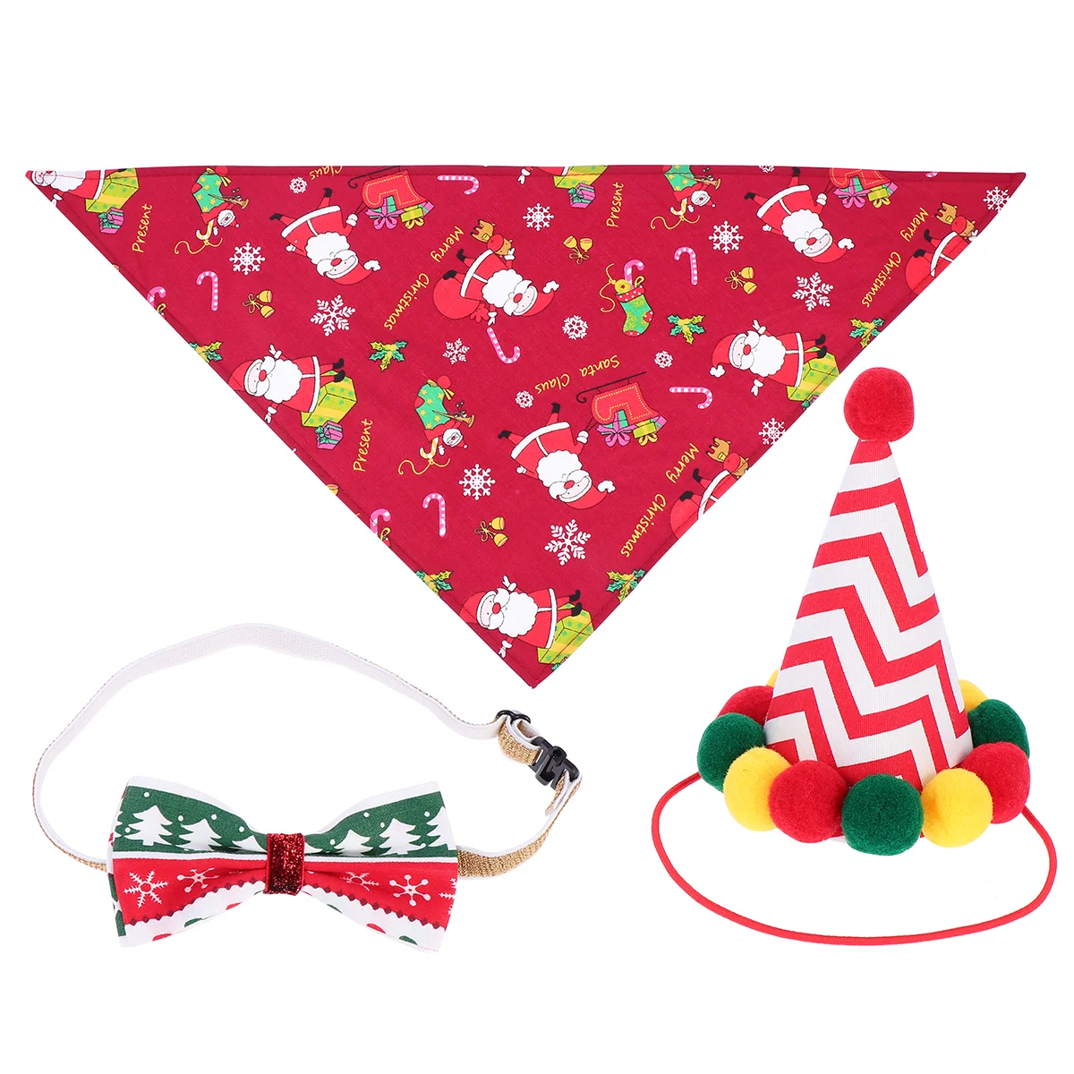 

3pcs Dog Christmas Hat and Collar with Scarf Birthday Party Accessories
