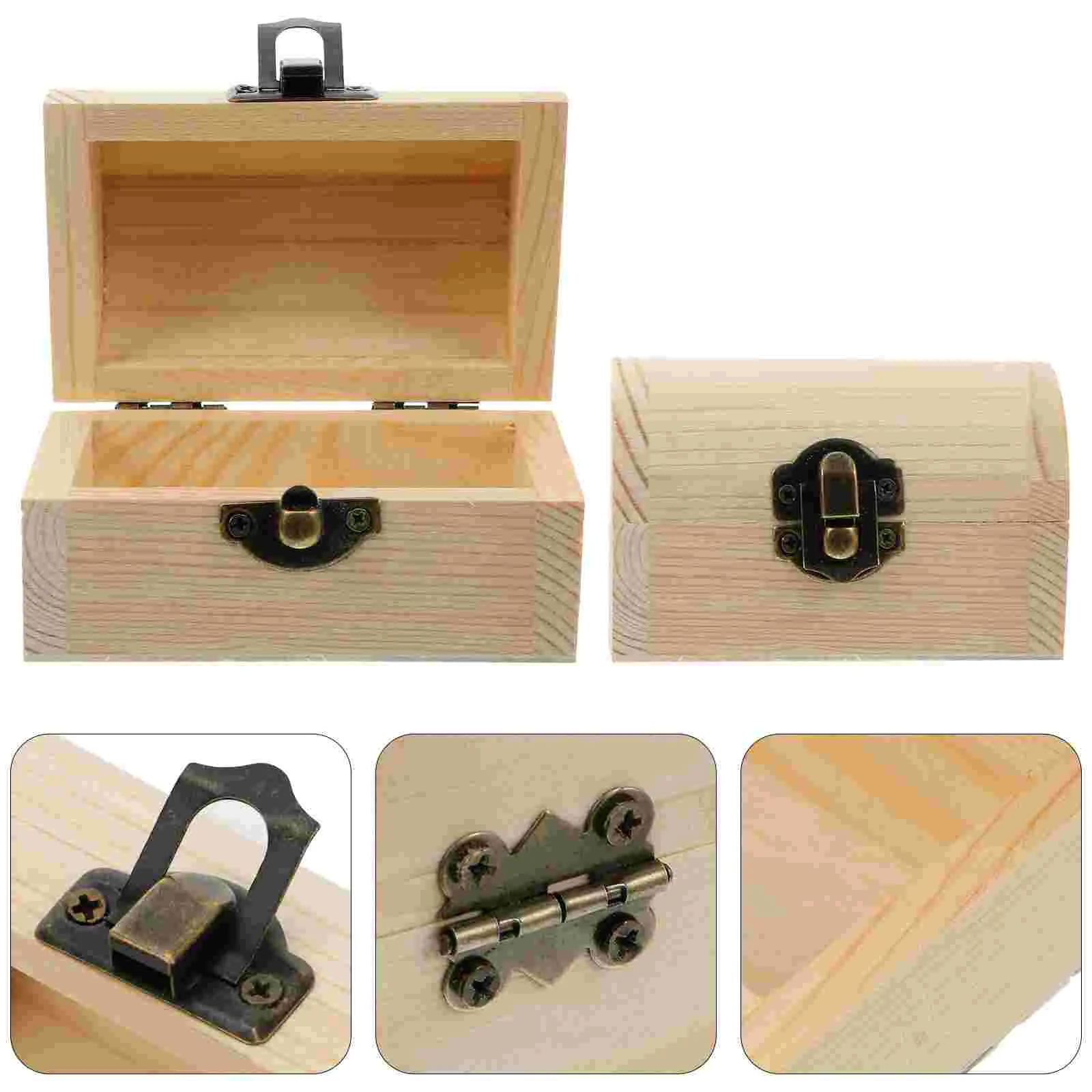 

Box Wooden Treasure Wood Boxes Jewelry Case Pirate Unfinished Gift Vintage Storage Keepsake Retro Craft Trinket Kids Lock