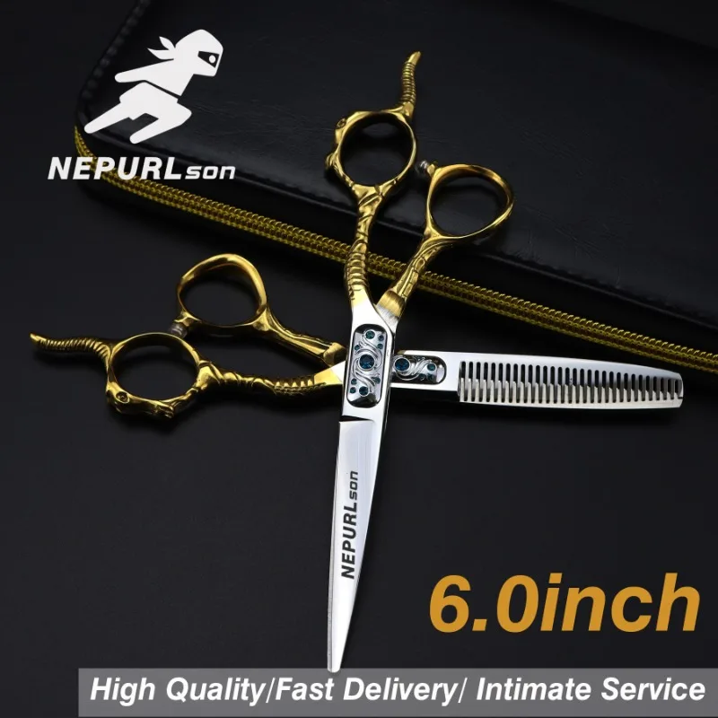 

professional Japan 440c steel 6 inch Bull head hair cutting scissors haircut thinning barber cut shears hairdressing scissors