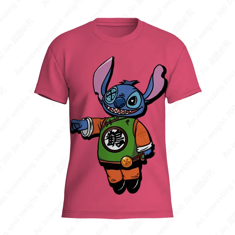

2022 New Disney Stitch Cartoon 3D Printing Men Ladies T Shirt Summer Loose Clothes Retro Short Sleeve Fashion Kids O Neck