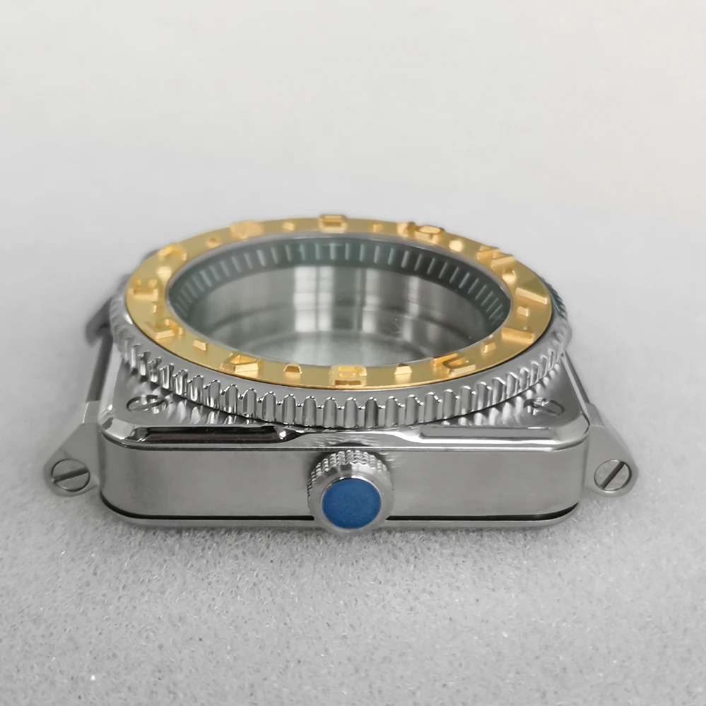 Watch accessories 42MM steel square case sapphire glass + black and white stripes inside shadow for NH35/36 movement  NH35 dial