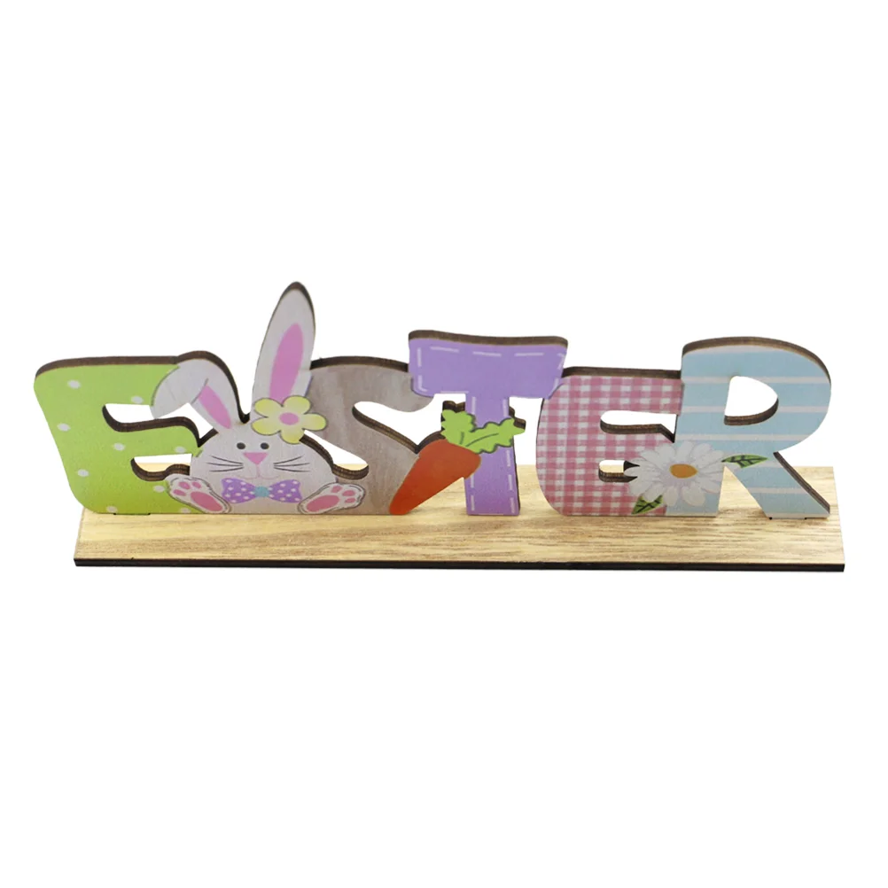 

Creative Wooden Easter Decor Easter Wood Printed Adorn Festival Ornament