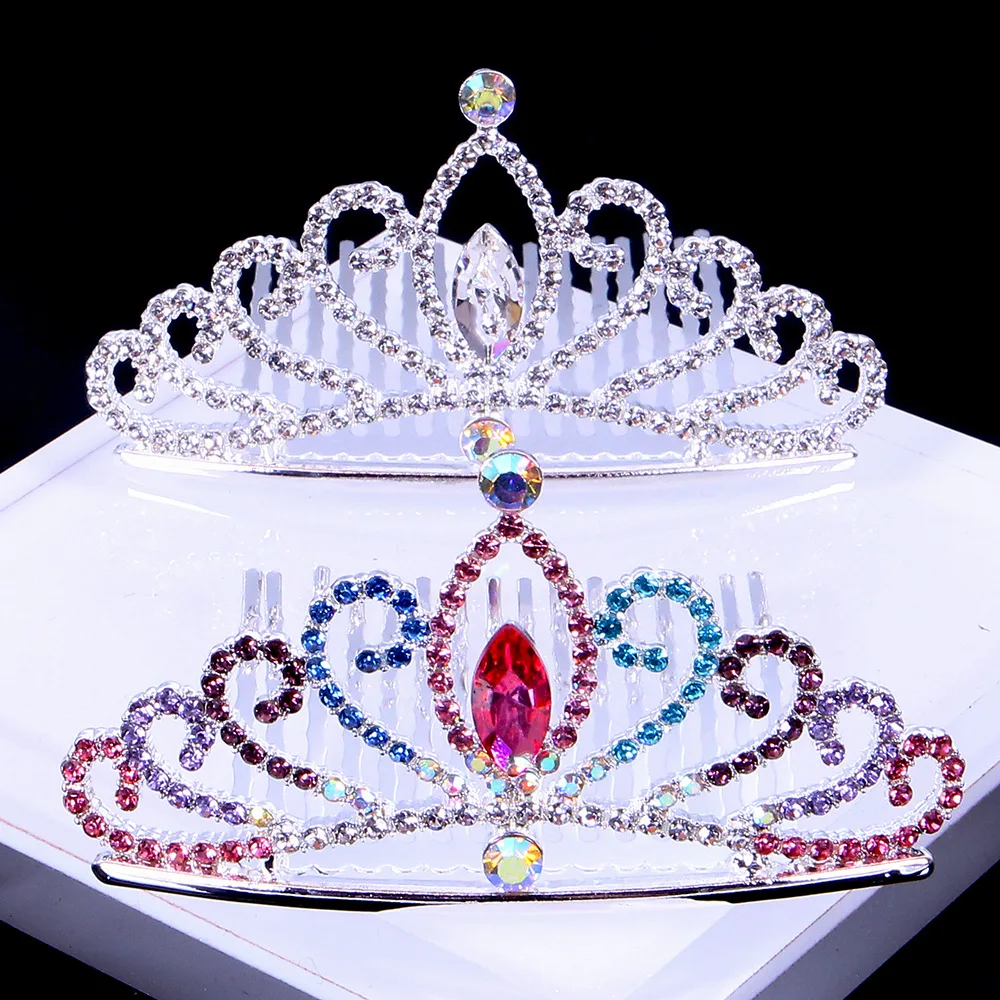 

Children's Hot Sale Diamond Set With Jewel Crown Hair Comb Summer Popular Girl Birthday Holiday Gift Door Wholesale Finished Pro
