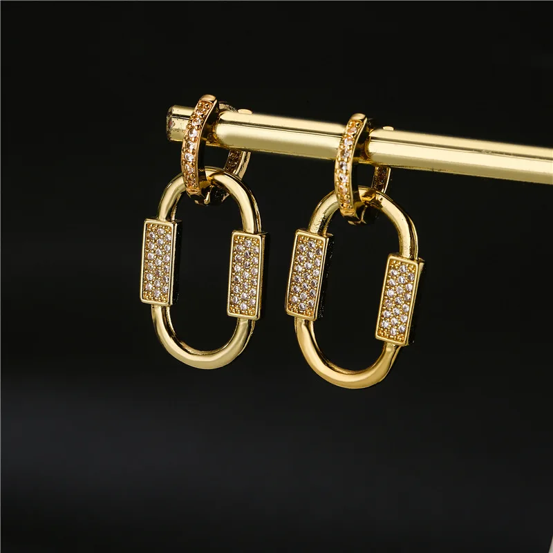 

European And American Fashion Exaggerated Large-size Earrings 18K Gold Plated Micro-inlaid Jewelry Women
