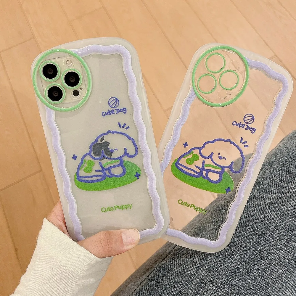 

Милый чехол для телефона с волнистыми краями из джерси с изображением собаки для iphone XR XS X XSMAX 12 12Pro 12ProMax 11 11ProMax 13 13ProMax