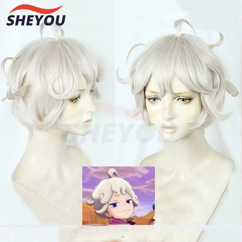 Высококачественный аниме меч и щит BEDE Короткие вьющиеся льняные серые