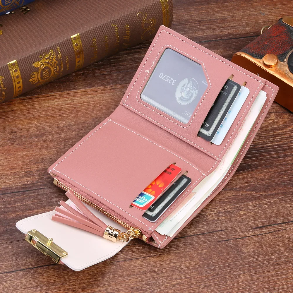 Women's Wallets Tassel Short Wallet for Woman Mini Coin Purse Ladies Clutch Small Wallet Female Pu Leather Card Holder