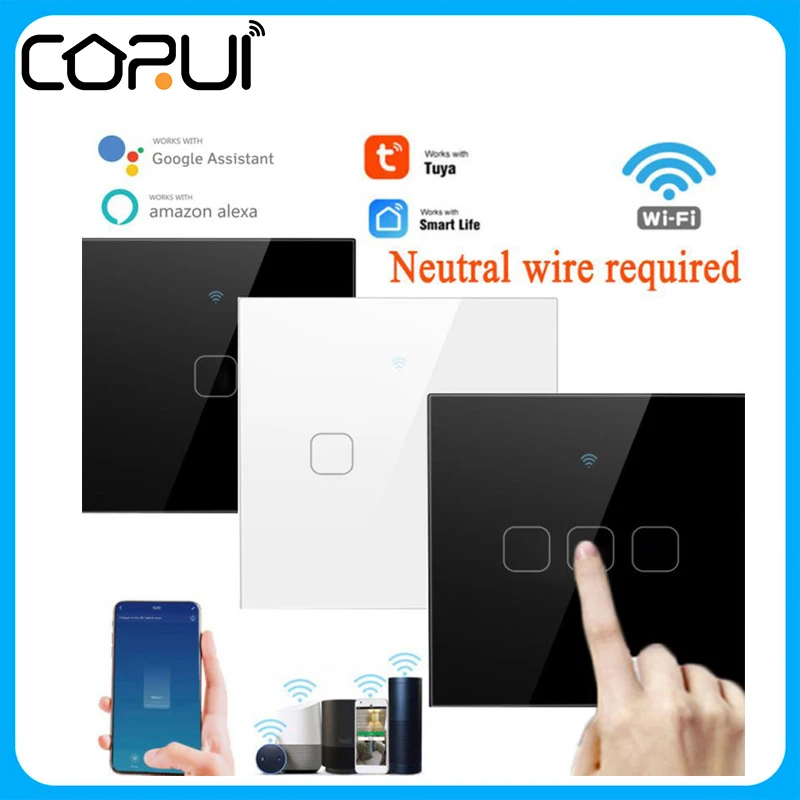 

CoRui переключатель Zigbee умный сенсорный выключатель стандарт ЕС 1 2 3 кнопки для домашней стены для Alexa и Google домашний помощник приложение Smart Life