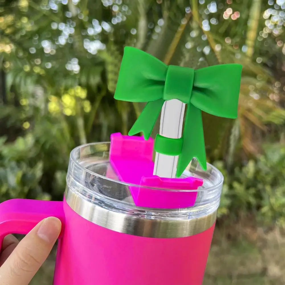 Высококачественные силиконовые соломенные крышки с бантом для стаканов Стэнли