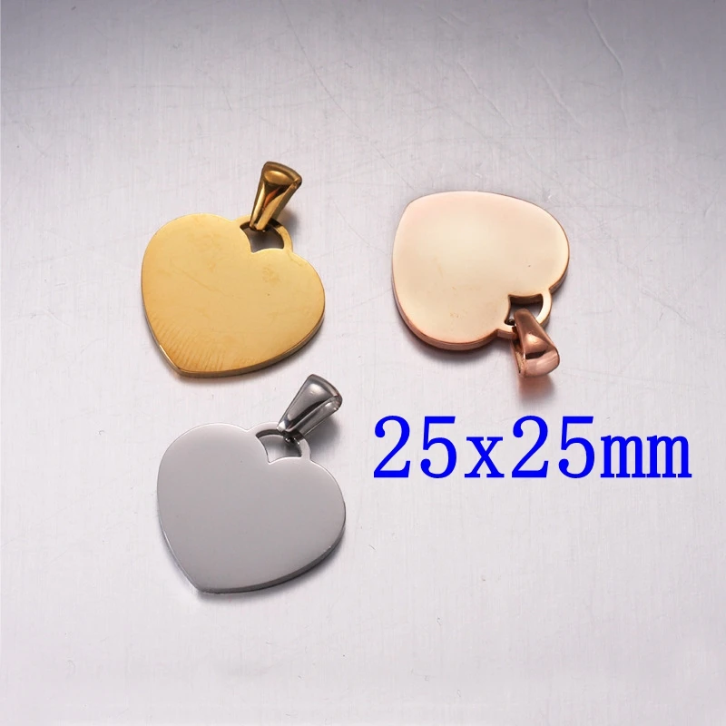 

New 20Pcs/Lot 25mm Peach Heart Charms Mirror Polish Stainless Steel Blank Charms DIY Making Necklaces Bracelets Womens Mens