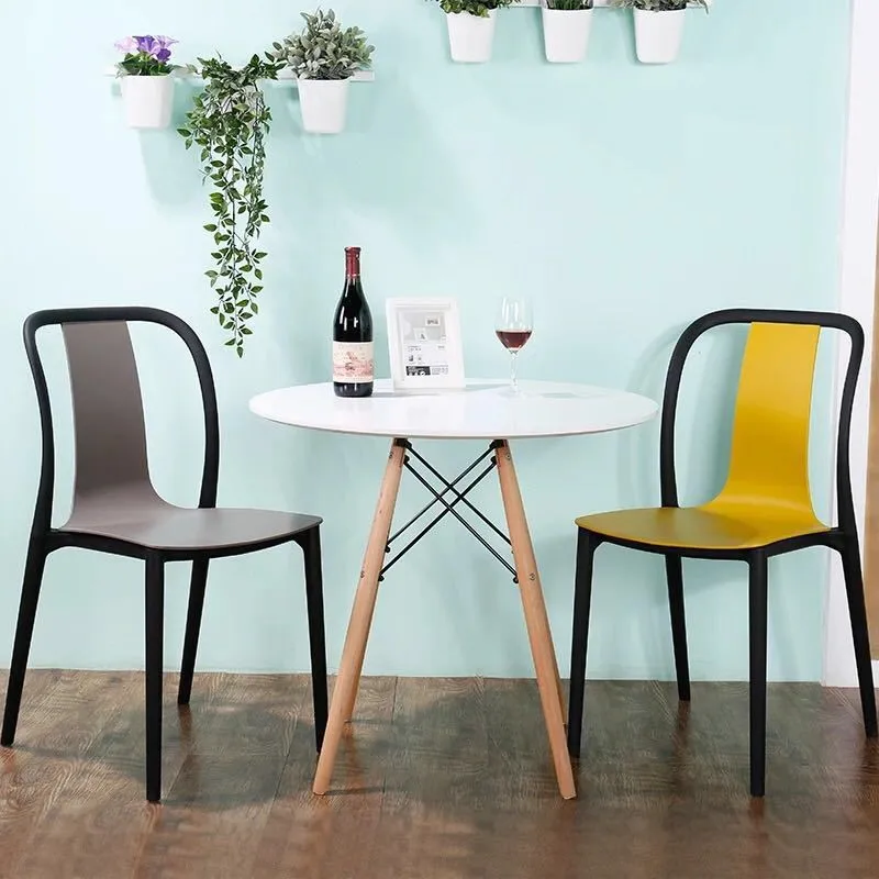 

Nordic back leisure plastic dining chair household PP desk chair colorful European plastic negotiation chair