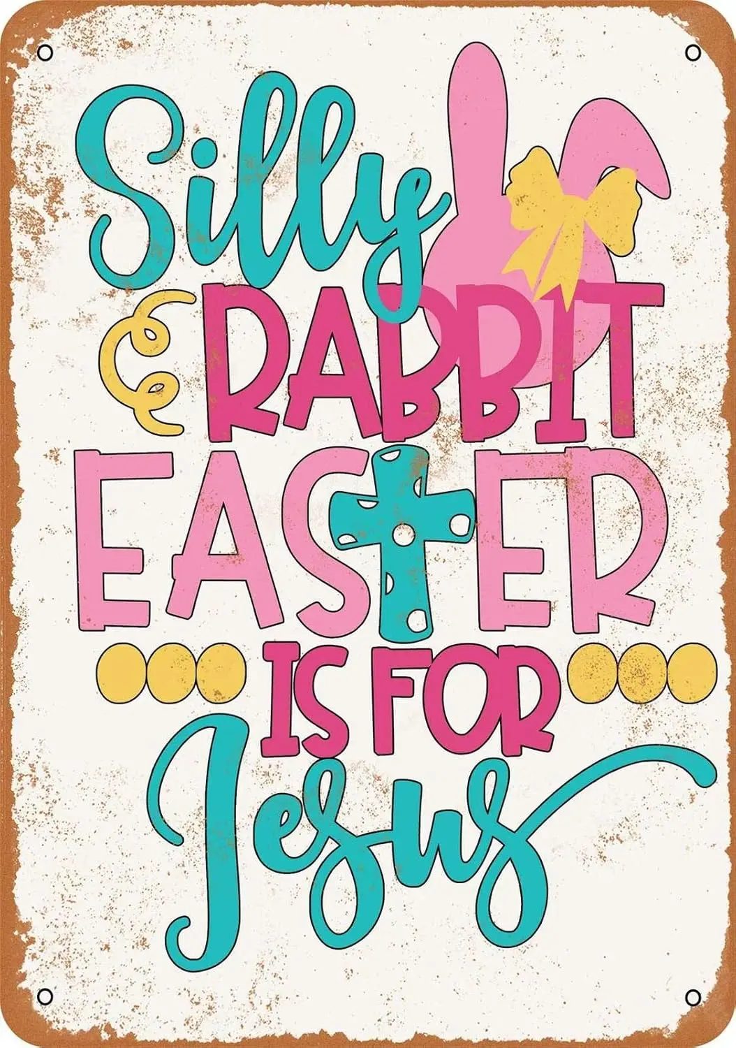 Pzecaru Винтаж Металлический Знак Глупый Кролик Пасхальный Для Иисуса Оловянная
