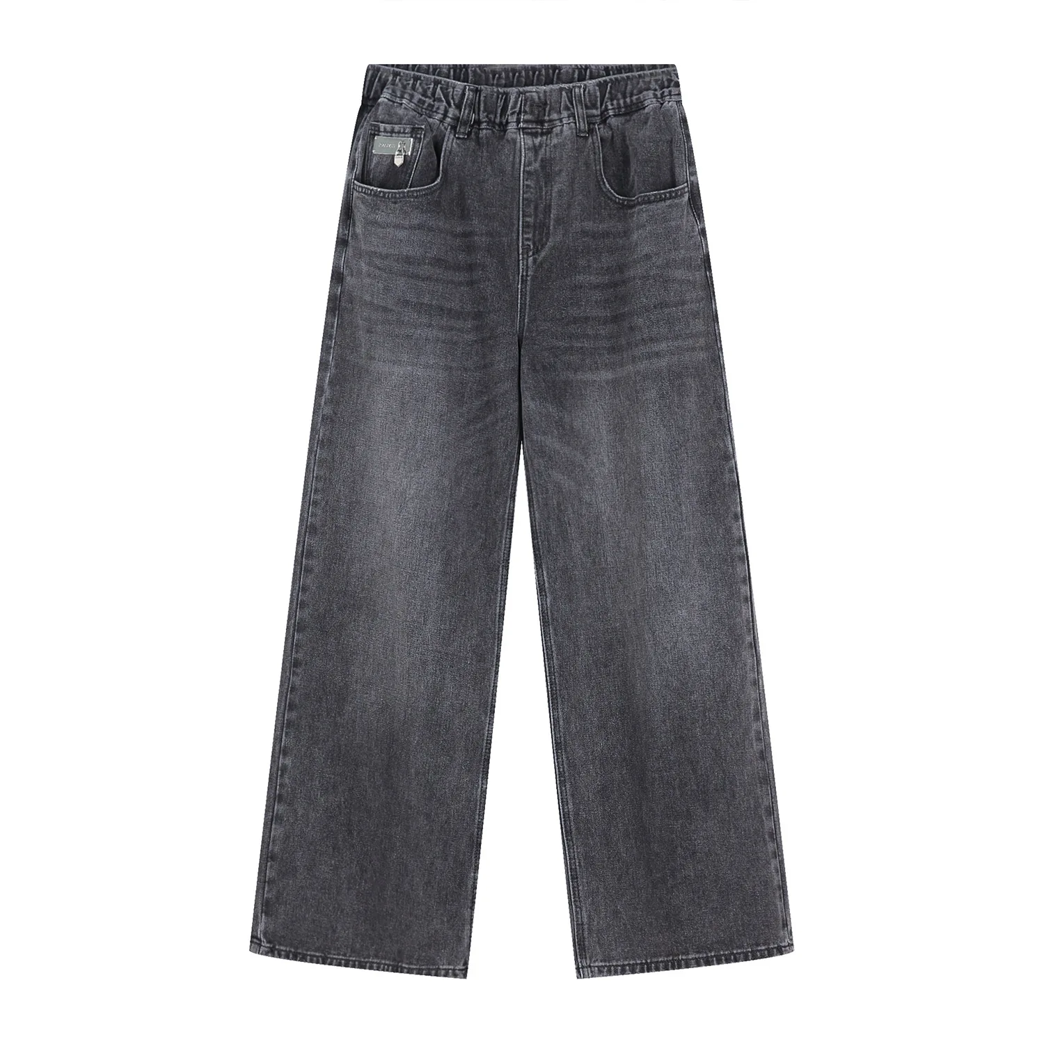 Four seasons men's Korean version loose straight wide leg elastic waist jeans men's ins hot sale mens street wear baggy jeans