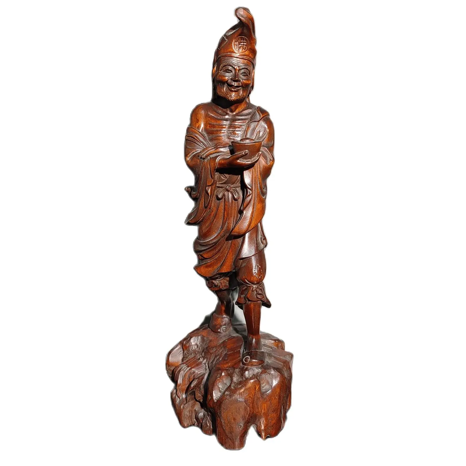 

China Antique Wooden Boxwood Carved Exquisite Ji Gong Buddha Statues Sculpture