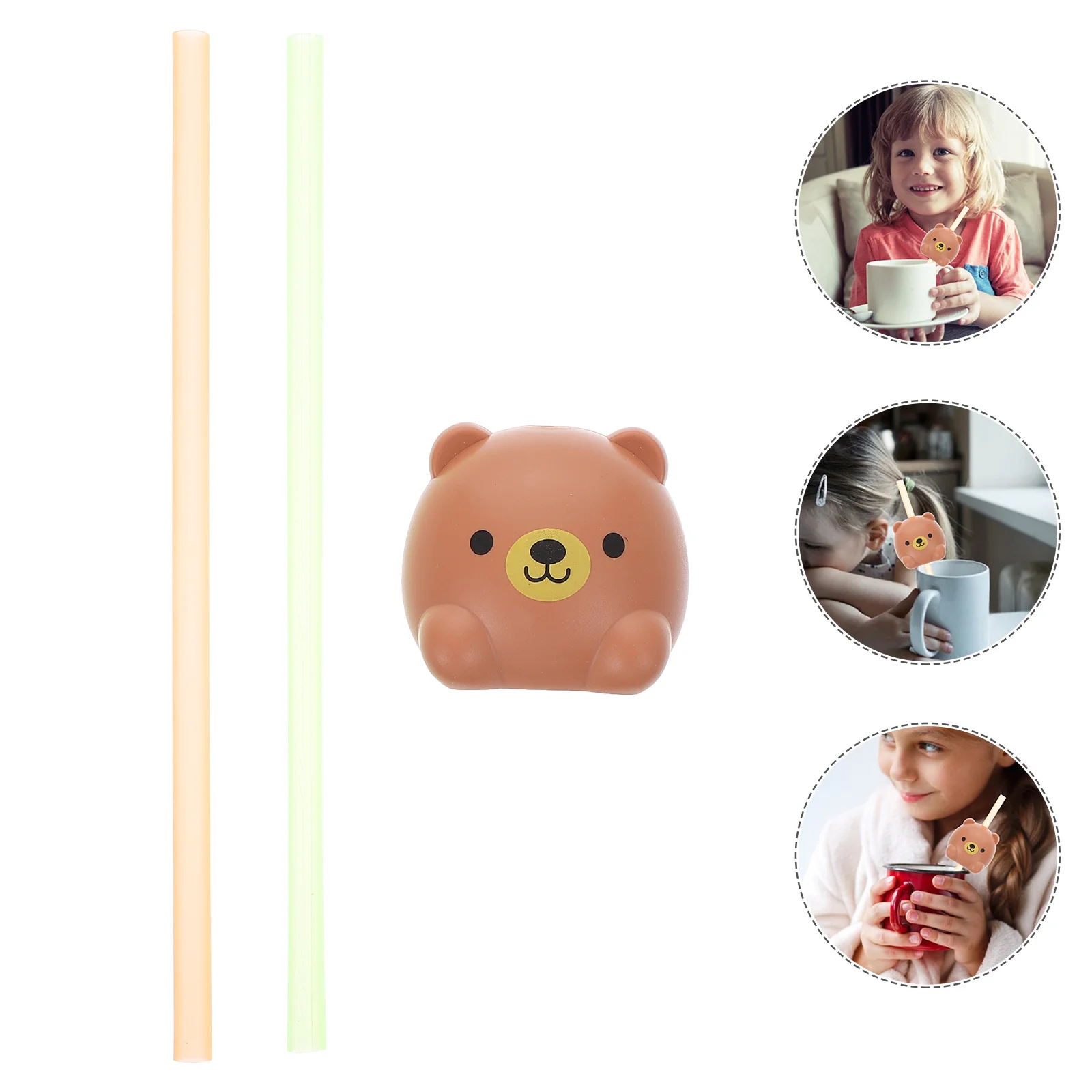 

1 Set Children Gifts Talking Straw Animal Shape Straw Bear Cartoon Sounding Straws