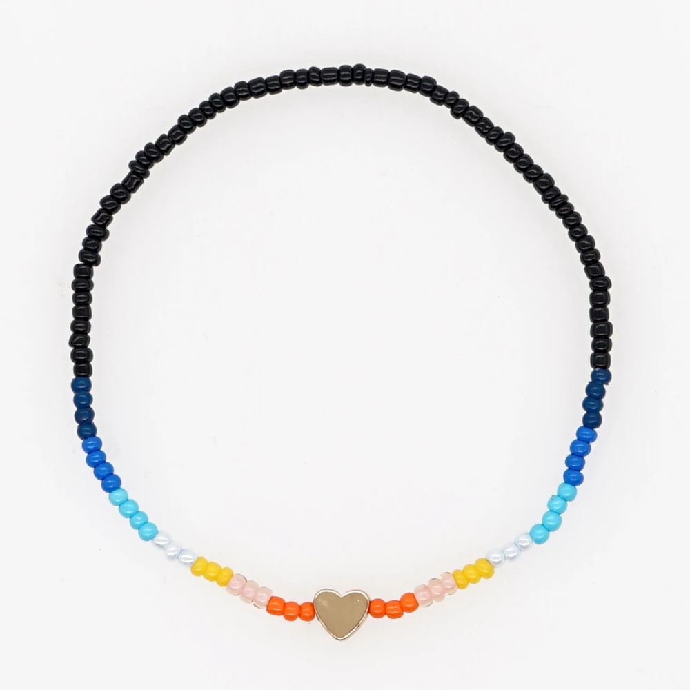 Go2Boho Воздушная браслетка со звездой, сердцем и оберегом от сглаза для женщин, цветные градиентные маленькие бусины, модные ювелирные изделия.