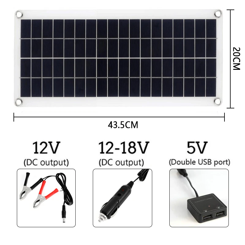 300W Solar Panel Kit 12V USB charging Cell Board Controller Portable Waterproof Cells for Phone RV Car MP3 PAD | Электроника