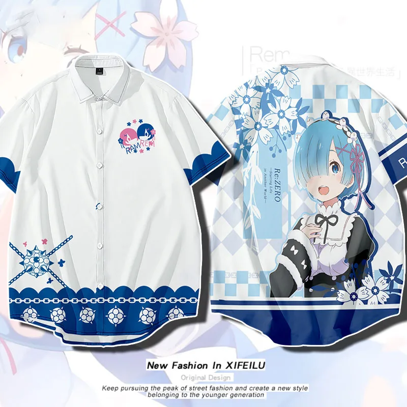 

Летняя Свободная рубашка с рисунком аниме «Re: жизнь в другом мире от нуля Рем», для косплея, для мужчин и женщин, Студенческая Повседневная Б...