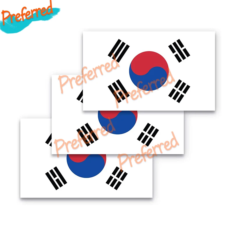 Наклейки на бампер с флагом Южной Кореи 3 упаковки сделаны из прочного