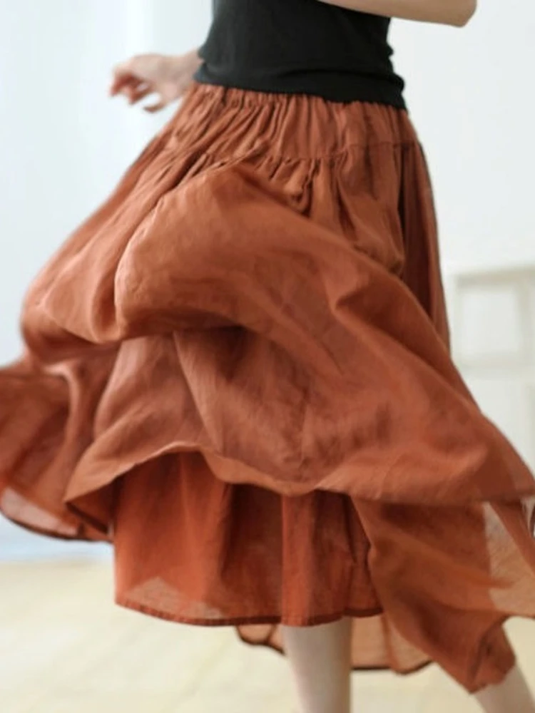 

Long Skirts Woman Fashion 2022 Vintage Cotton Linen A-LINE Skirt High Waist Solid Casual Summer Women's Summer Skirt