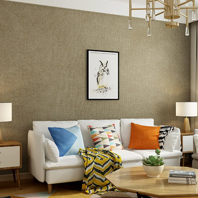 

Simple modern non woven fabric solid color wallpaper living room bedroom warm background wall hotel project wallpaper