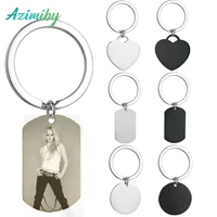 azimiby key chain stainless steel customized keychain engrave photo text name plate personality for anime family jewelry gifts