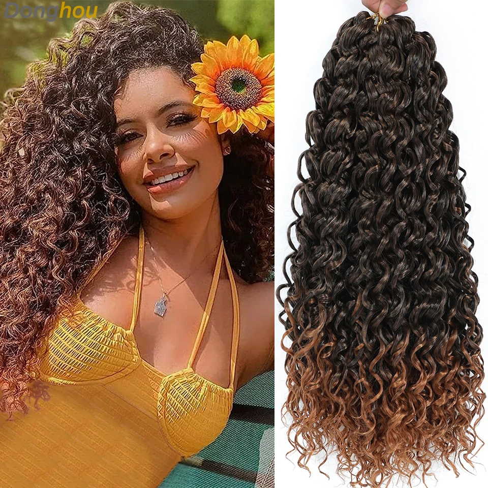18-дюймовые вьющиеся вязанные крючком волосы GoGo Curl Вязаные Ombre Ocean Wave Глубокая