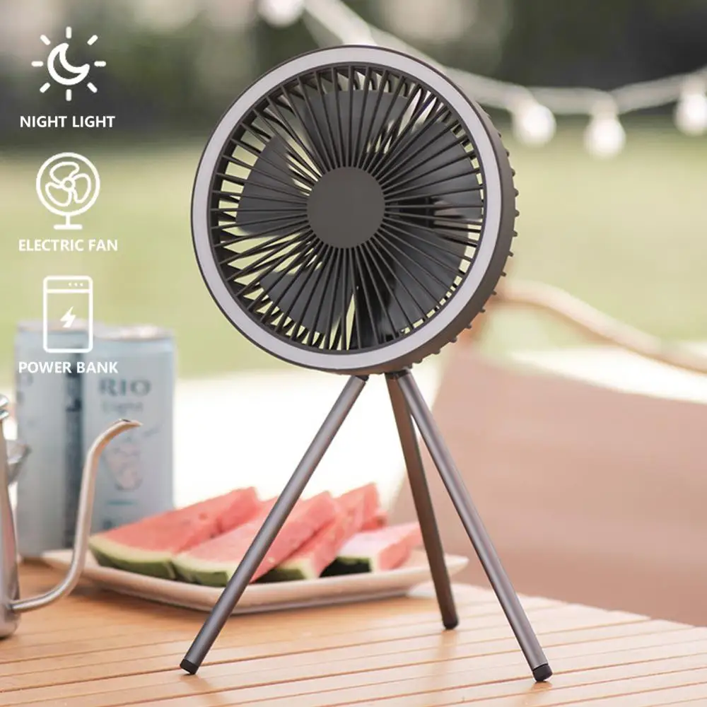 

Portable Camping Fan Multifunctional Mini Fan USB Rechargeable Outdoor Camping Ceiling Fan Hiking Tripod Stand Desktop Fan 2022