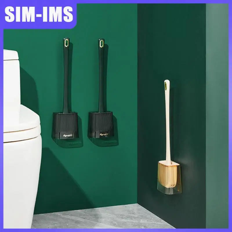 

Strong Decontamination Silicone Toilet Brush Set All-round Clean Hanging And Standing Brush Flexible Brush Head Toilet Cleaning