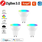 Умная светодиодсветильник лампа ZigBee, 3,5 Вт, Gu10, RGBCW, Tuya, управление голосом через приложение