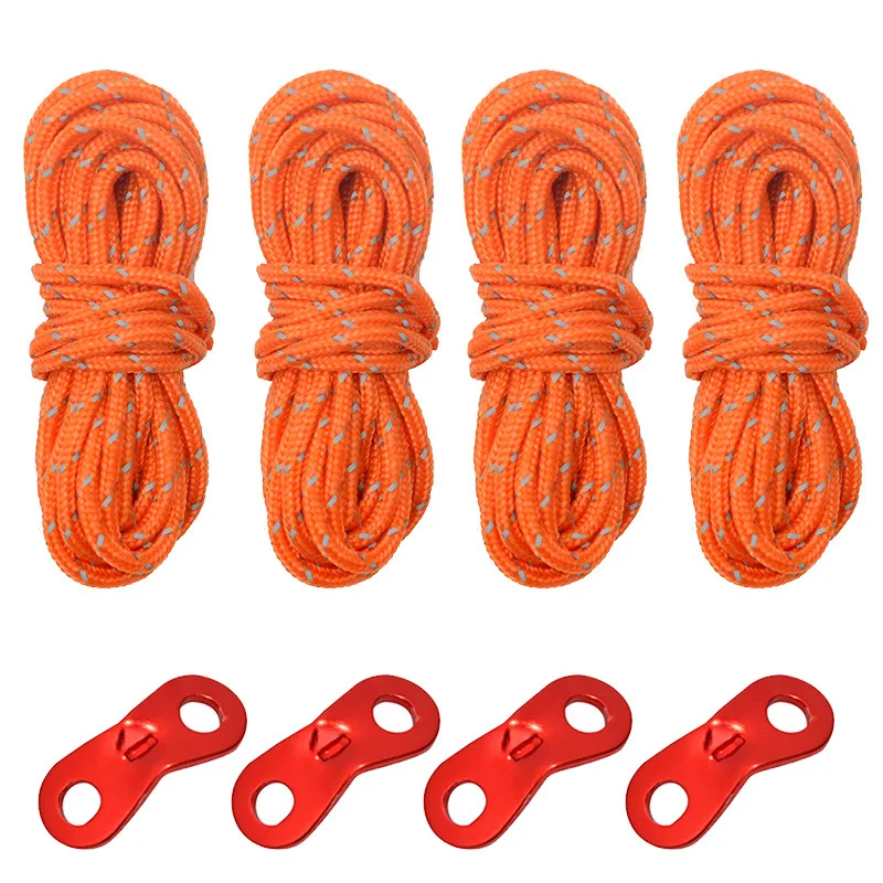 

High Elasticity Rope With Double Eye Wind Rope Buckle Night Reflective Rope Set Luminous Reflective Tent Rope Windproof Rope Set