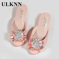 girl slippers sandals pink children rhinestone princess shoes student crystal high heeled sandals lovely children slippers baby