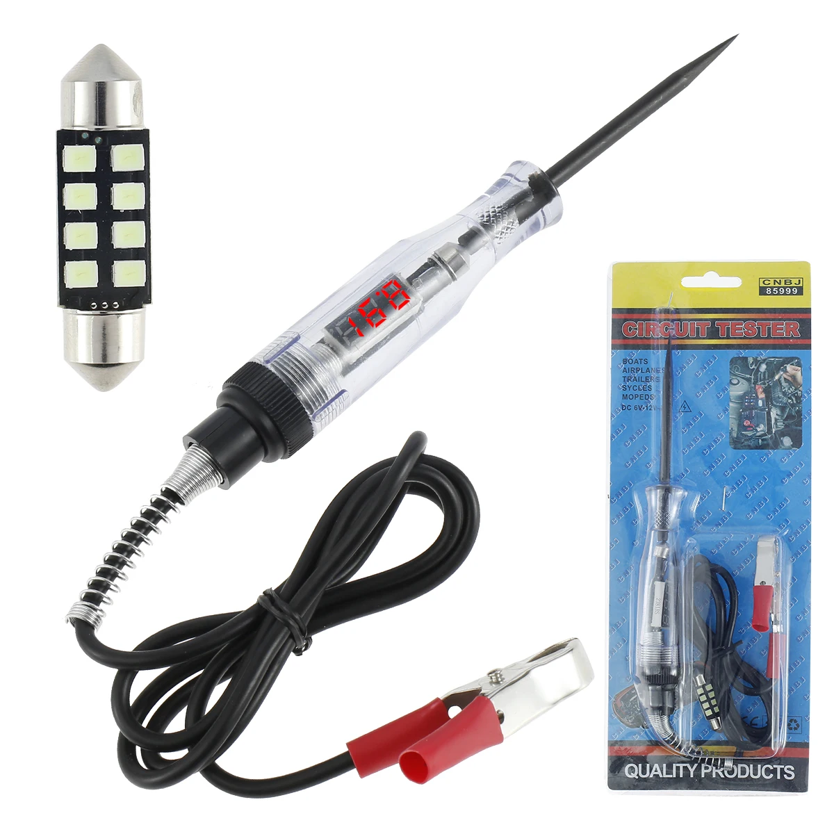

3-24V Car Truck Voltage Circuit Tester Electrical Digital LCD Auto Circuit Tester Long Probe Pen Light Bulb Automobile Maint