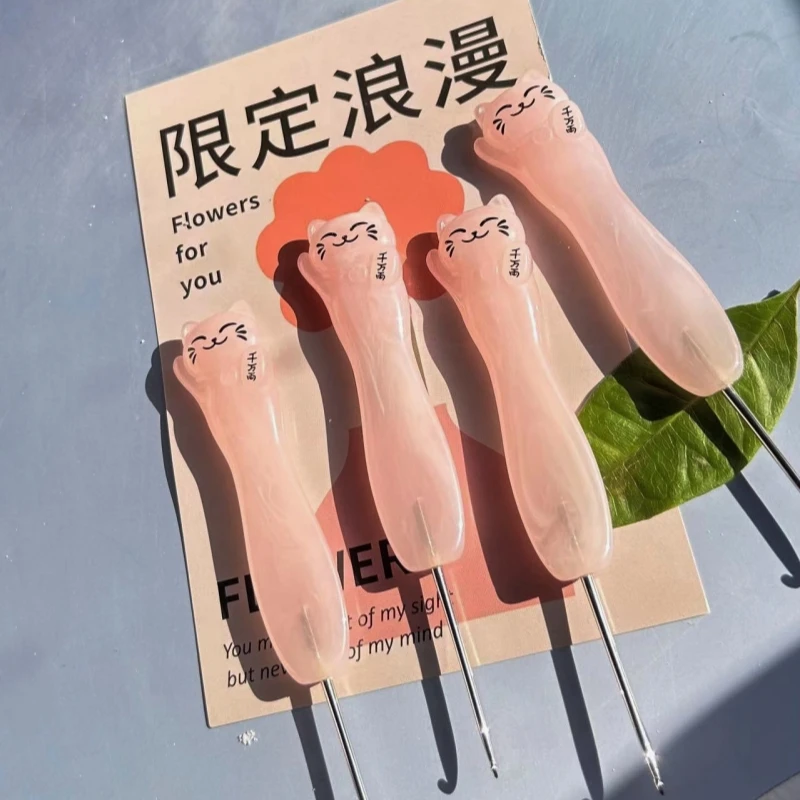 Крючки для вязания милая ручка в виде кошки из смолы алюминиевые спицы крючком