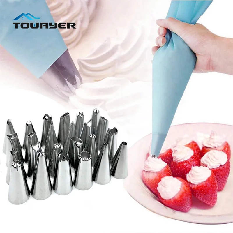 

8/12/26PCS Cream Spout Pastry Decoration Bag Set Kitchen Baking Equipment Accessories DIY Silicone Pastry Bag Cake Decoration